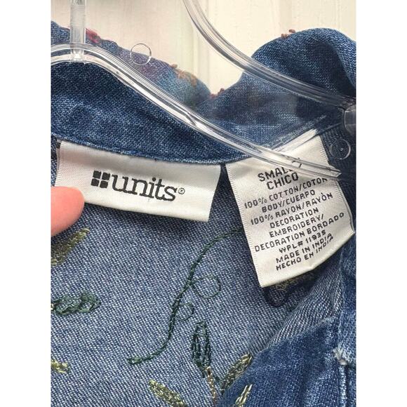 Units Embroidered Denim Vest Floral Button Front Boho Cottagecore Women’s S - Picture 6 of 6